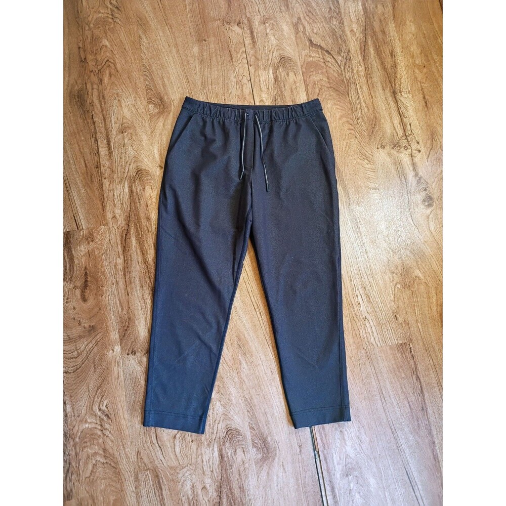 Lululemon On The Fly Pants Womens 8 Navy Woven Drawstring Tapered